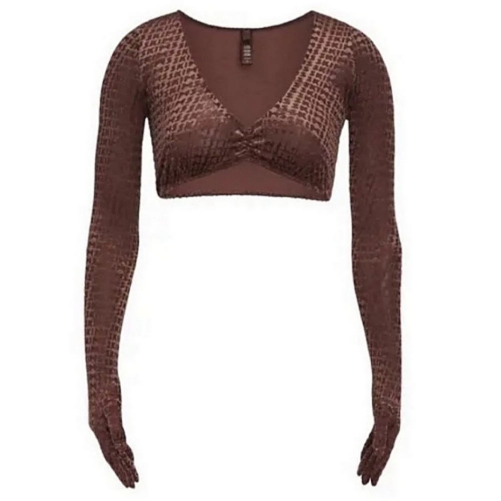 NWT SKIMS Velvet Crop Gloves Top